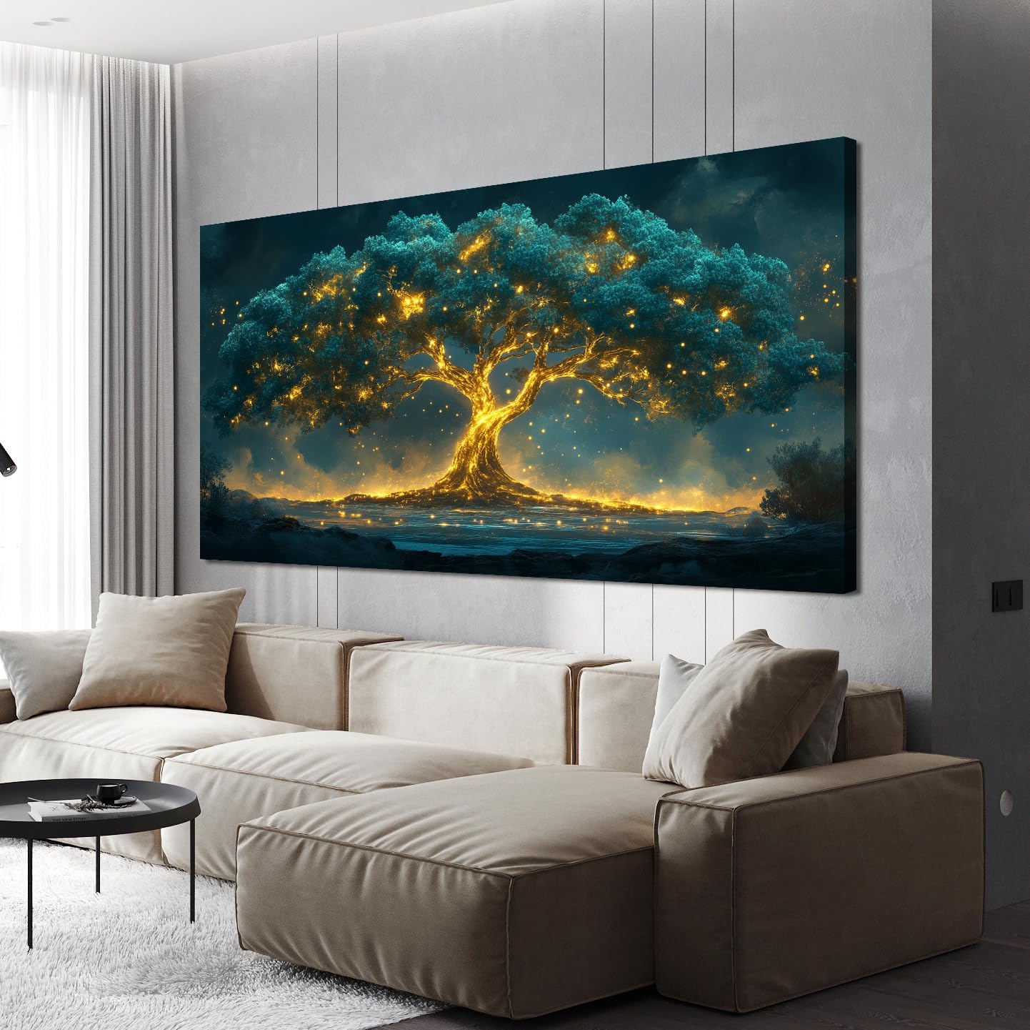 Canvas Wall Art Decor Artwork for Walls Green Gold Wall Art Decor Tree of Life Wall Art for Living Room Tree Wall Decor Art Wall Art Paintings Prints Art Work for Room Home Office Wall Decor 20" X 40"