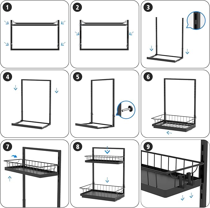 WOWBOX Under Sink Organizer 1 Pack, 2-Tier Cabinet Organizer for Kitchen, Bathroom, Slide Out Drawer Under Sink Organizers and Storage, Metal Organizing Rack for Pantry, Cabinet, Closet