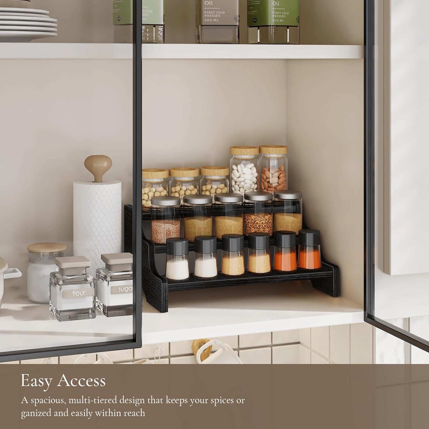 Wood Cologne Organizer for Men, 3 Tier Display Riser Stand with Handle, Perfume Organizer Cologne Stand, Retail Table Display Shelf for Craft Shows, Vendor Events, Black