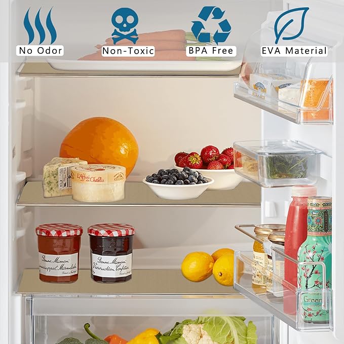 HooTown Kitchen Shelf Liner Drawer Liners, 23.6"W x 78.7"L Non-Adhesive Cabinet Cupboard Liners Refrigerator Waterproof Fridge Mat with Durable Kitchen Cabinet Mat for Drawers, Shelves, Pantry, Khaki