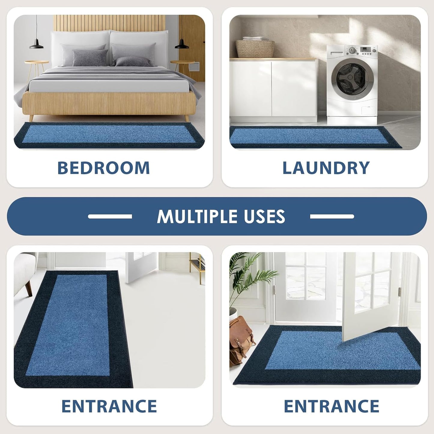 Machine Washable Runner Rug 24" x 70", Non Slip Kitchen Mat for Floor, Absorbent Entryway Rug for Kitchen, Bedroom, Hallway, Bathroom, Door (Roll Packing)