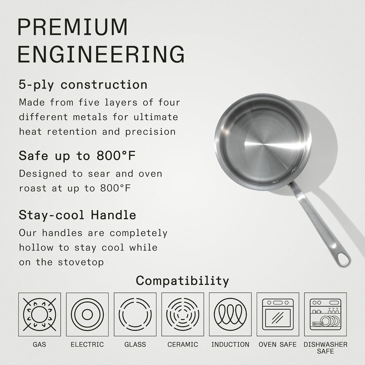 Made In Cookware - 3/4 Quart Stainless Steel Butter Warmer - 5 Ply Stainless Clad - Professional Cookware - Crafted in Italy - Induction Compatible