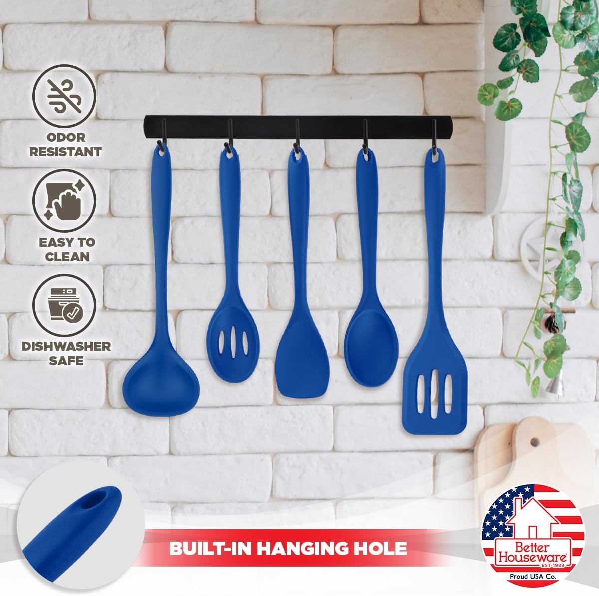 Better Houseware 5Piece Silicone Cooking Utensil Set, , Blue