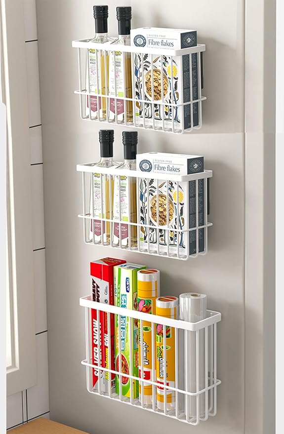 2 Piece Kitchen Cabinet Door Storage Box,Self Adhesive Wall Mounted Storage Boxes,Wardrobe/Bathroom/Refrigerator Small Items Organizer Storage Box (White3)