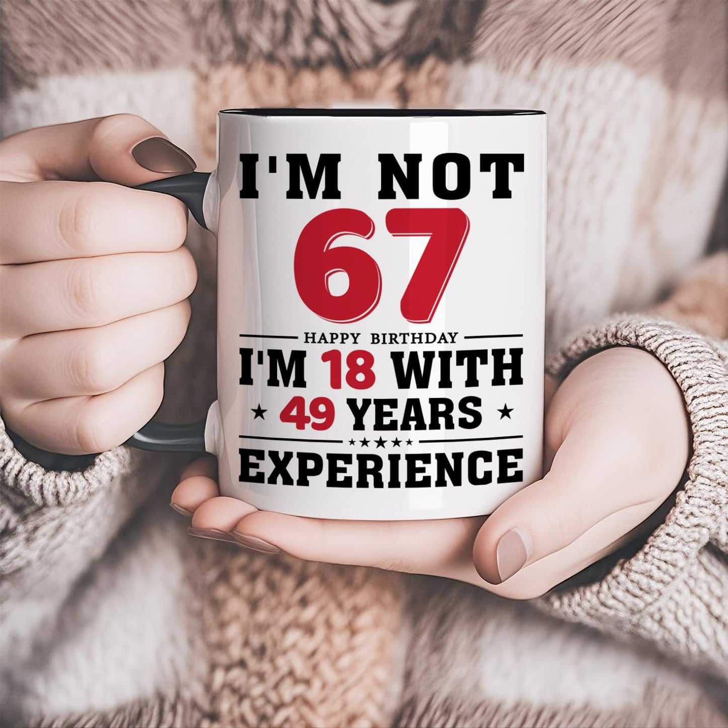67th Birthday Coffee Mug, 67 year old Birthday Gift Ideas for Men Women Her Him, Red Black 11oz