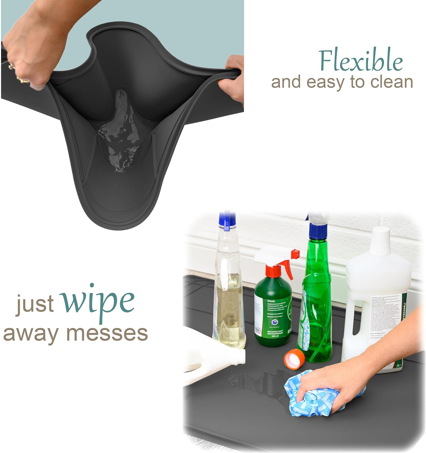 The Original Under Sink Mat - Silicone Waterproof mat, Trimmable, Easy to Clean, Kitchen cabinet liner, Under sink protector mats, Disinfection Surface - 34" x 22" or smaller