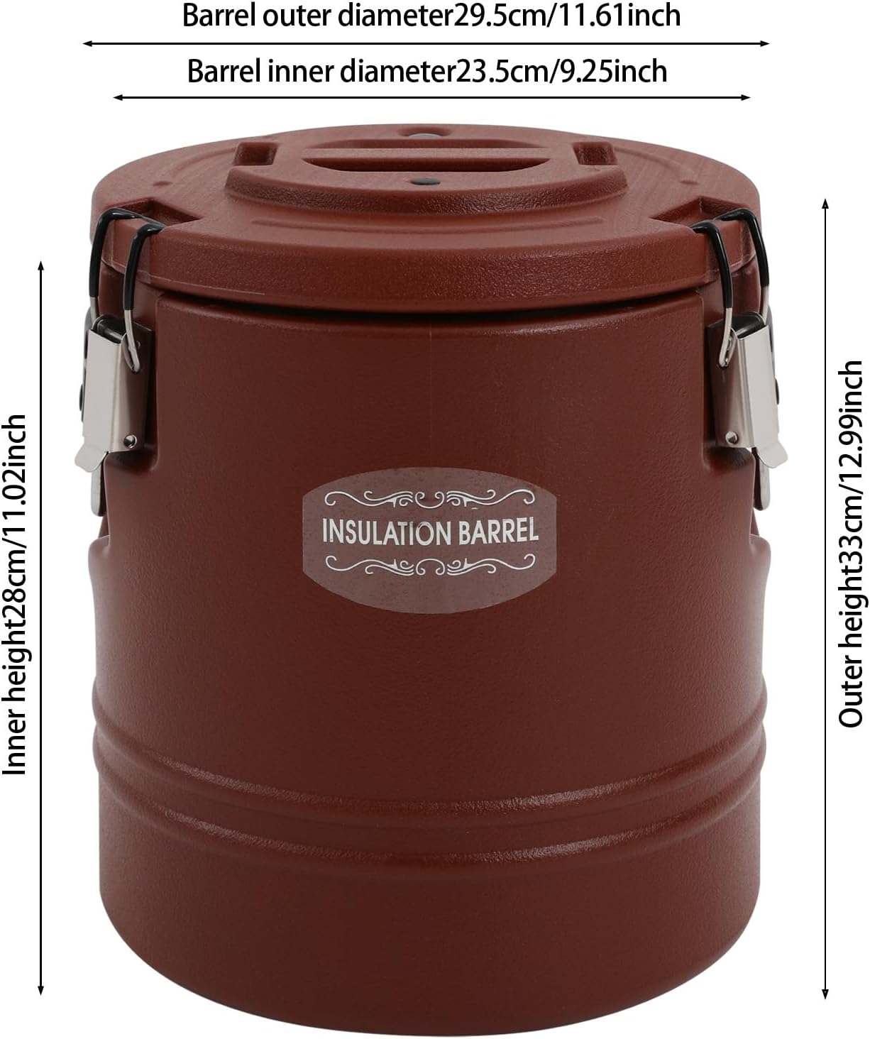 DYNAMI Large Insulated Food Container,4 Gallon Portable Commercial Food Warmer Insulated Soup Container Cold Hot Box for Catering,Stainless Steel Inner Liner, Sealed and Leak-proof (Brown, 4 Gal)