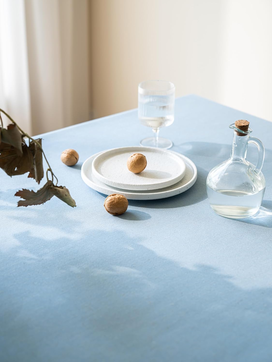 Blue Linen Table Cloths for Rectangle Tables Farmhouse Neutral Tablecloth Rectangular Kitchen Decoration Dining Table Cover Washable 60x84