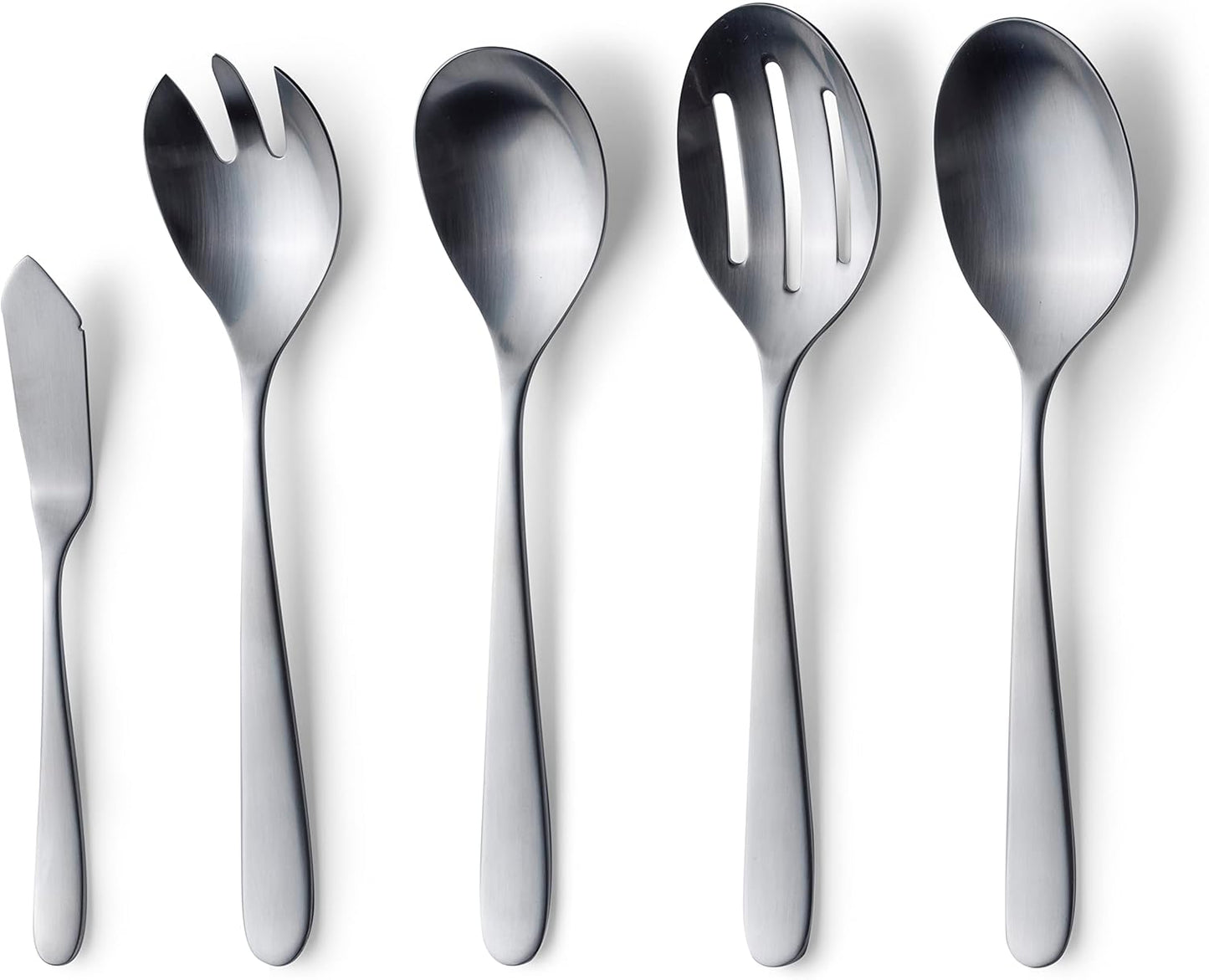 Matte Serving Set, 18/10 Stainless Steel Satin Flatware, Modern Brushed Finish Cutlery, Dishwasher Safe & Durable, Built to Last (10-Piece Serving Set, Fidenza)