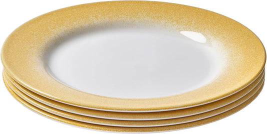Portmeirion Potter's Mist Dinner Plate (Set of 4) - 10.5" Earthenware Plates with Classic Mist Rim - Microwave, Dishwasher, Freezer, Oven Safe - Ideal Modern Dinnerware Set (Yellow Mist)