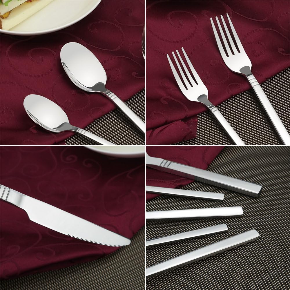 30-Piece Flatware Set Knife Fork Spoon Stainless Steel Silverware Cutlery Service for 6