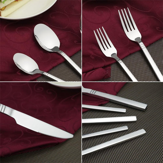 30-Piece Flatware Set Knife Fork Spoon Stainless Steel Silverware Cutlery Service for 6