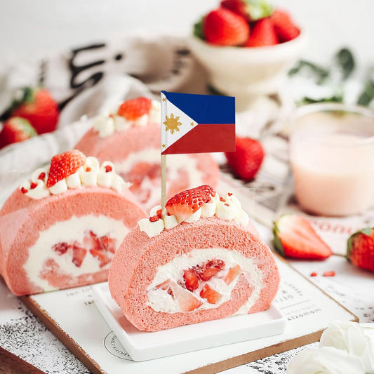 100 Pcs Philippines Flag Filipino Toothpick Flags, Small Mini Stick Cupcake Toppers Cocktail Picks