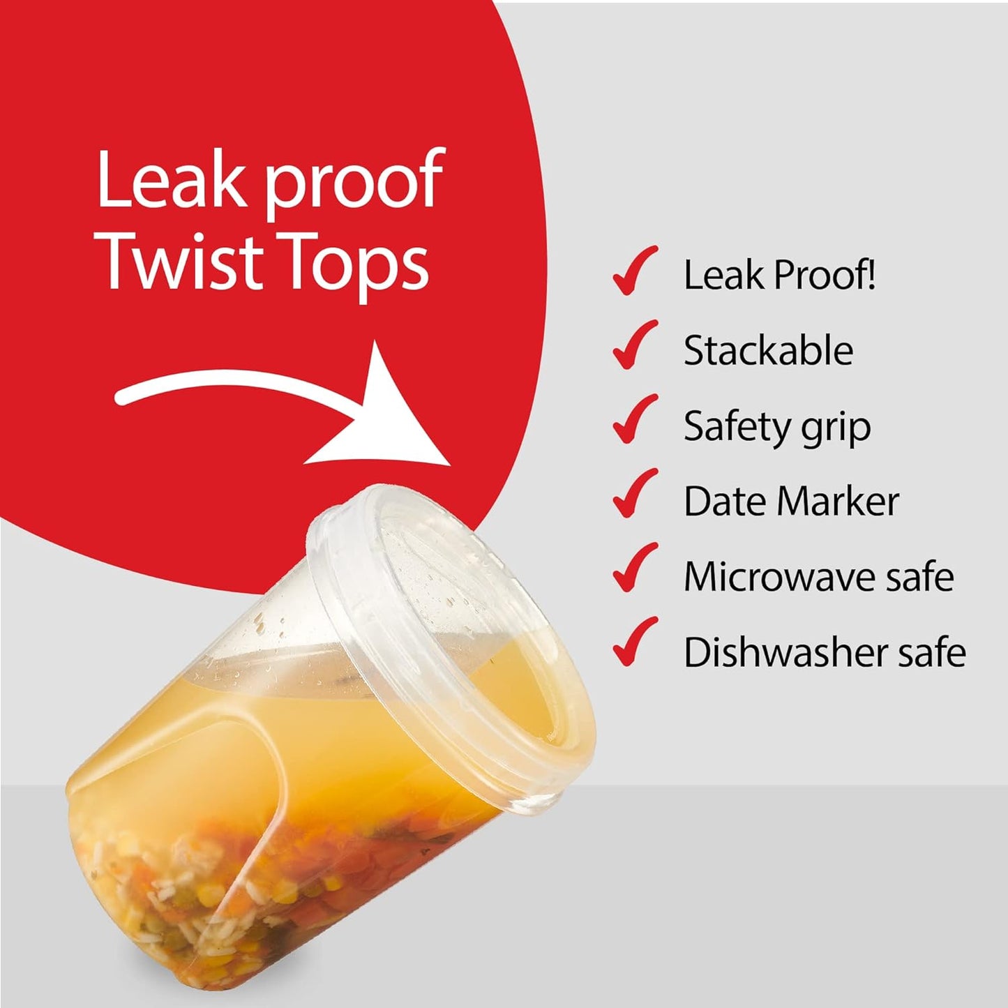 PLASTICPRO 12 Pack Twist Cap Food Storage Containers with Clear Screw on Lid- 32 oz Reusable Meal Prep Containers - Freezer and Microwave Safe Clear Plastic Food Storage