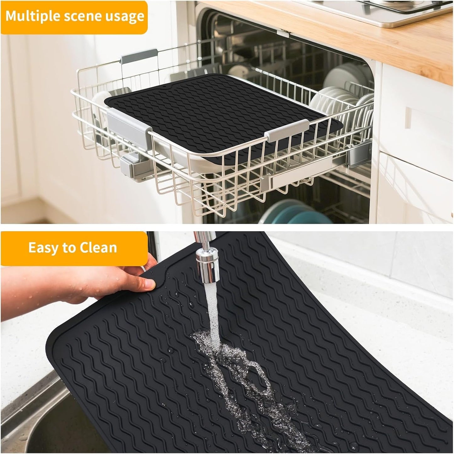 Blackstone Griddle Accessories Silicone Grill Side Shelf Tool Mat, Outdoor BBQ Spatula Mat, with Drip Pad Kitchen Countertop Heat Resistant Mat (Black)