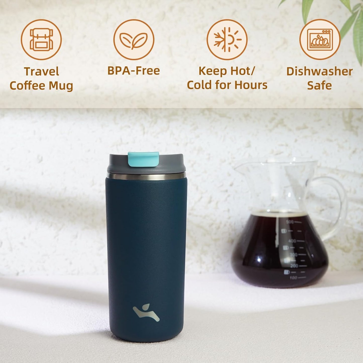 Tumbler with Lid, 12 oz Travel Coffee Mug Double Wall Vacuum Stainless Steel Thermal Metal Cup Insulated Water Bottle,Navy Blue