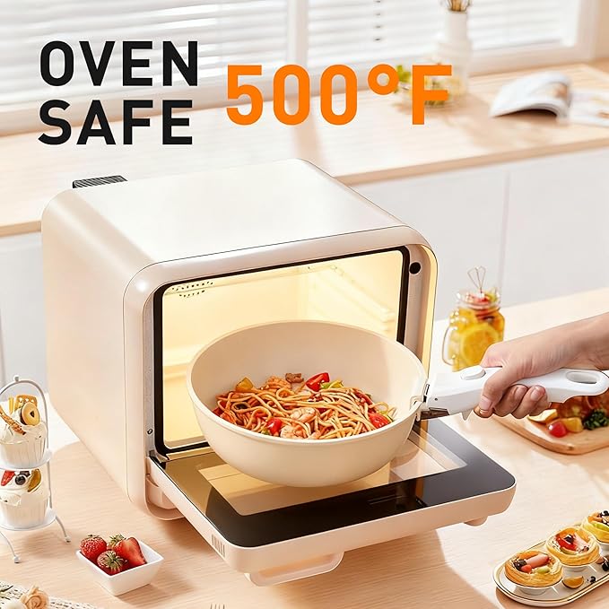 Ceramic Cookware Set 9 Pcs Pots and Pans Set with Detachable Handles Cooking Pan Saucepan Set Skillet Healthy Induction Cookware Oven Safe Dishwasher RV Kitchen Black