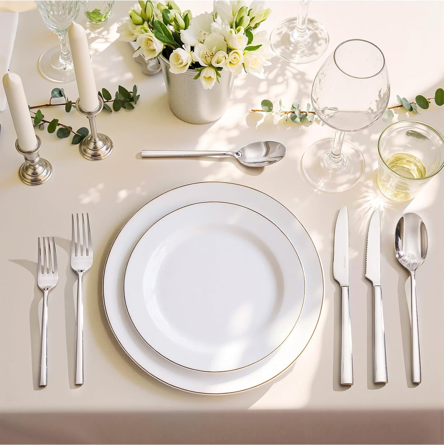 KINGSTONE Silverware Set with Steak Knives, 36-Piece Forged Flatware Set Cutlery Set Premium Stainless Steel, Service for 6, for Kitchen, Home, Wedding, Party, Mirror Polished and Dishwasher Safe