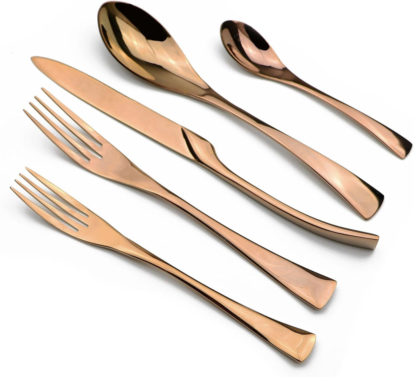 20-Piece 18/10 Stainless Steel Rose Gold Flatware Set, Serive for 4