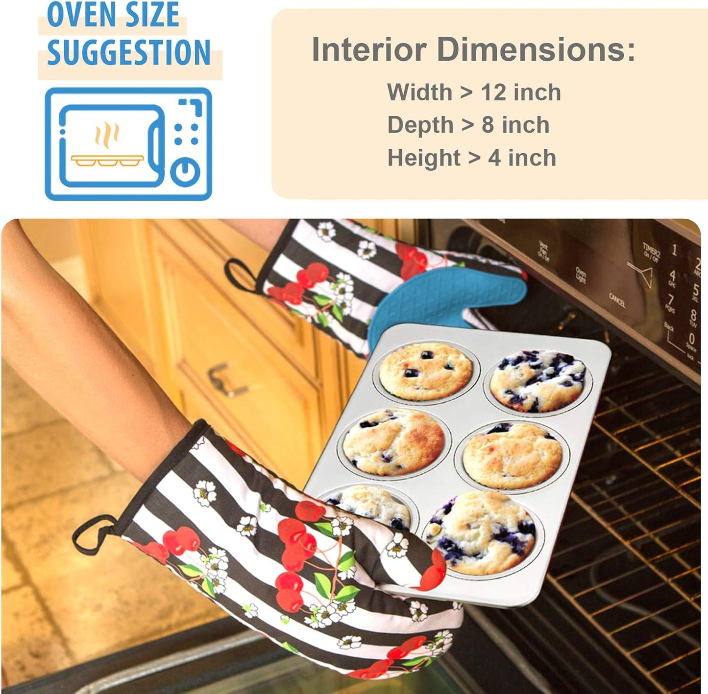 E-far Muffin Pan Set of 4, Stainless Steel Muffin Pan Tin for Baking, 6-Cup Metal Cupcake Pan Tray, Non-toxic & Healthy, Oven & Dishwasher Safe, Regular Size - 11.44 x 7.12 x 1.25 Inch