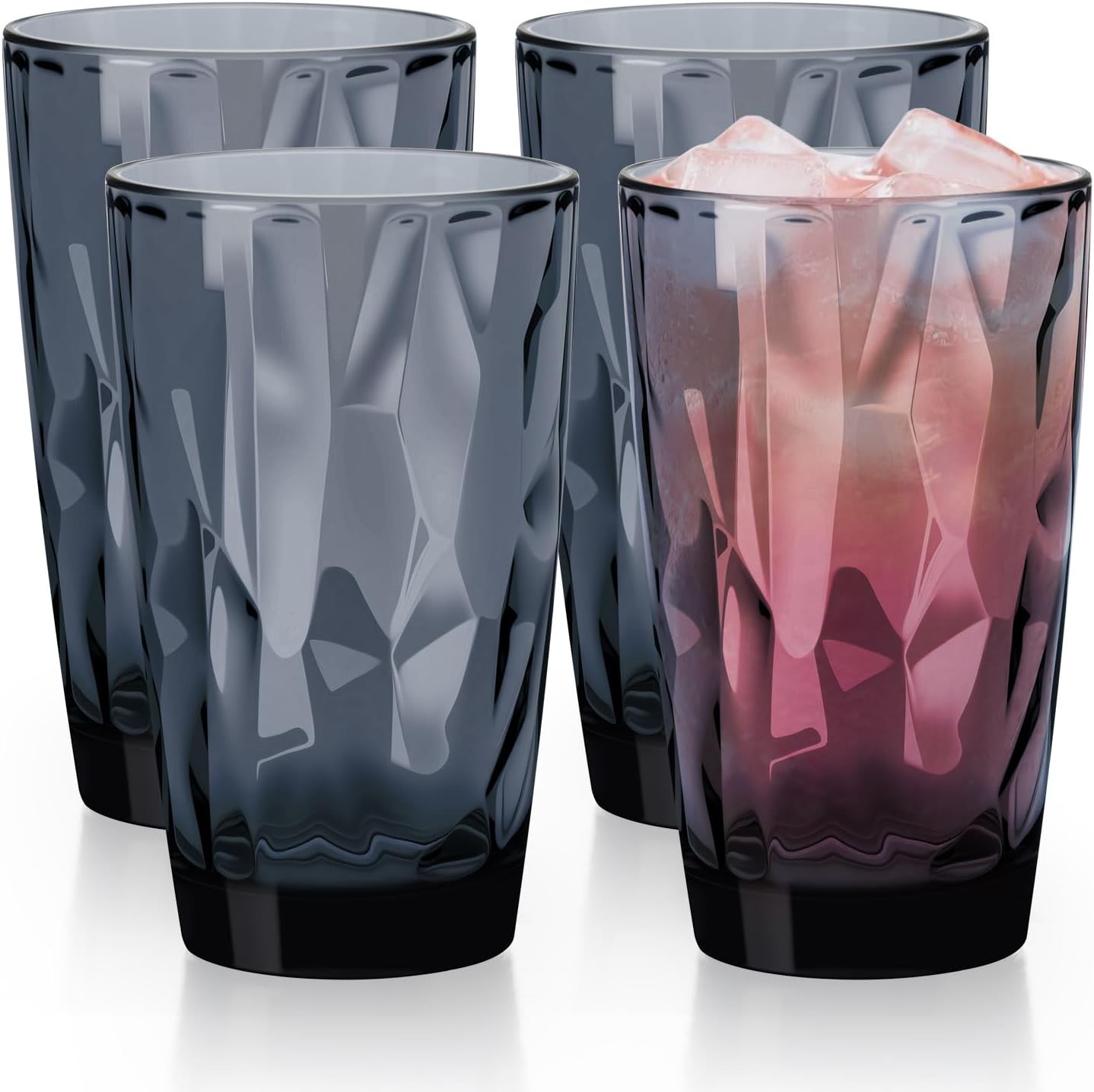 Topsky 16oz Plastic Tumblers Drinking Glasses Set of 4,Gray Acrylic Drinking Cups Wine Glasses Beverage Cups for Daily Use, Poolside, Outdoor&Indoor - Stackable,Dishwasher Safe,Easy to Clean