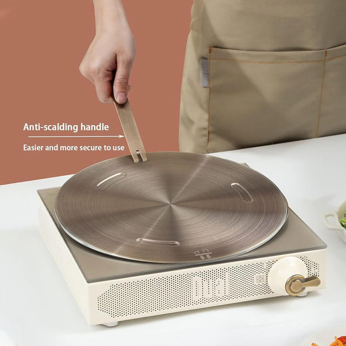 6.4 Inch Induction Converter Heat Sink Ring Plate, Stainless Steel Heat Sink Induction Plate with Stainless Steel Handle Converter