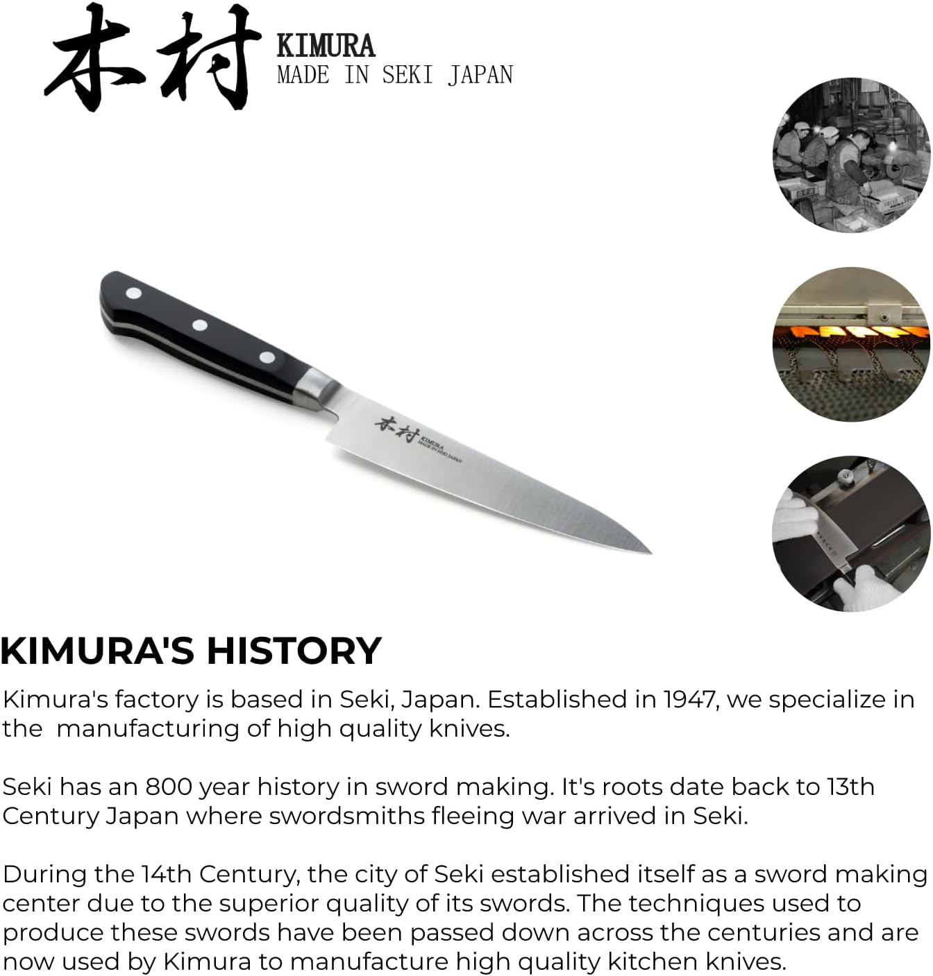 Kimura Petty Knife, [Made in Japan], 5 inch Professional Chef Knife, Ultra Sharp High Carbon Molybdenum Stainless Steel Kitchen Knives, Chefs Knives with Ergonomic Handle - Japanese Utility
