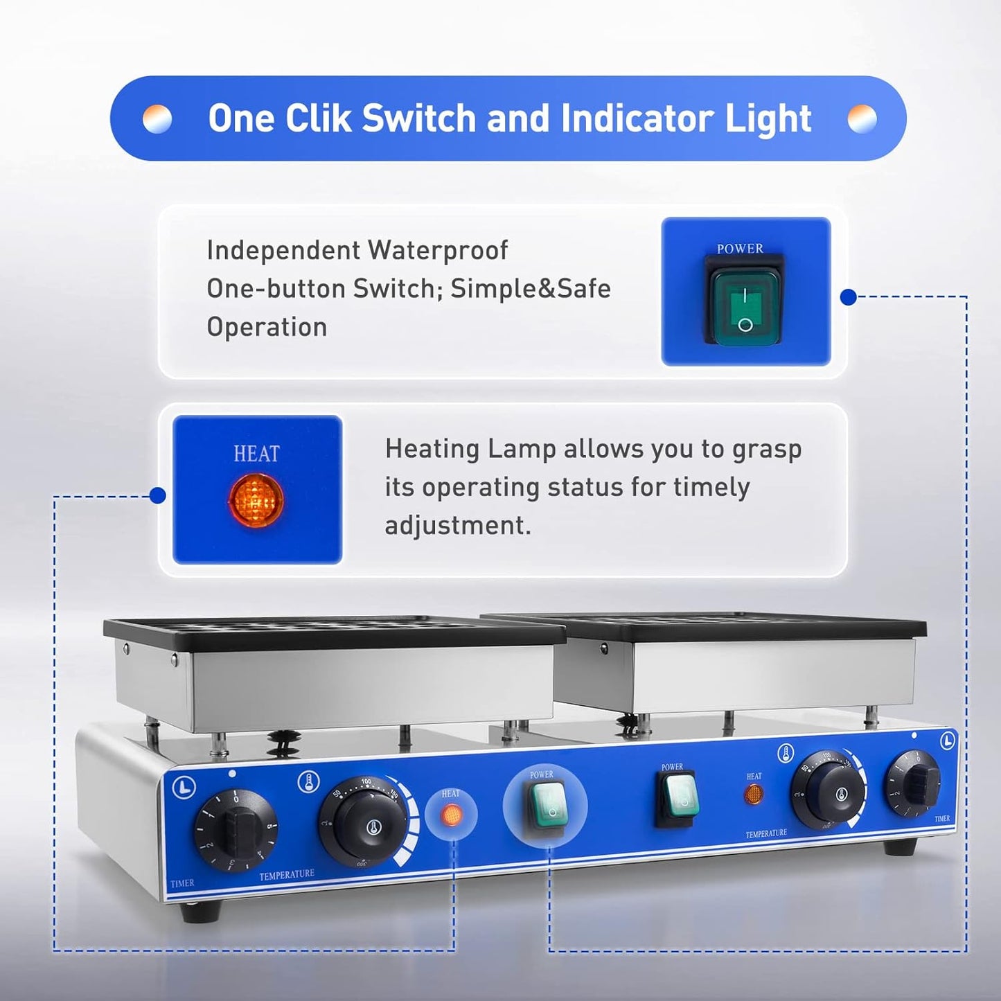 50pcs Mini Dutch Pancake Baker,1700W Commercial Kitchen Non-Stick Pans Electric Waffle Machine French Muffin Irons 50-300℃ Temp Control Portable 1.6 Inches Pancake Maker for Home and Restaurants