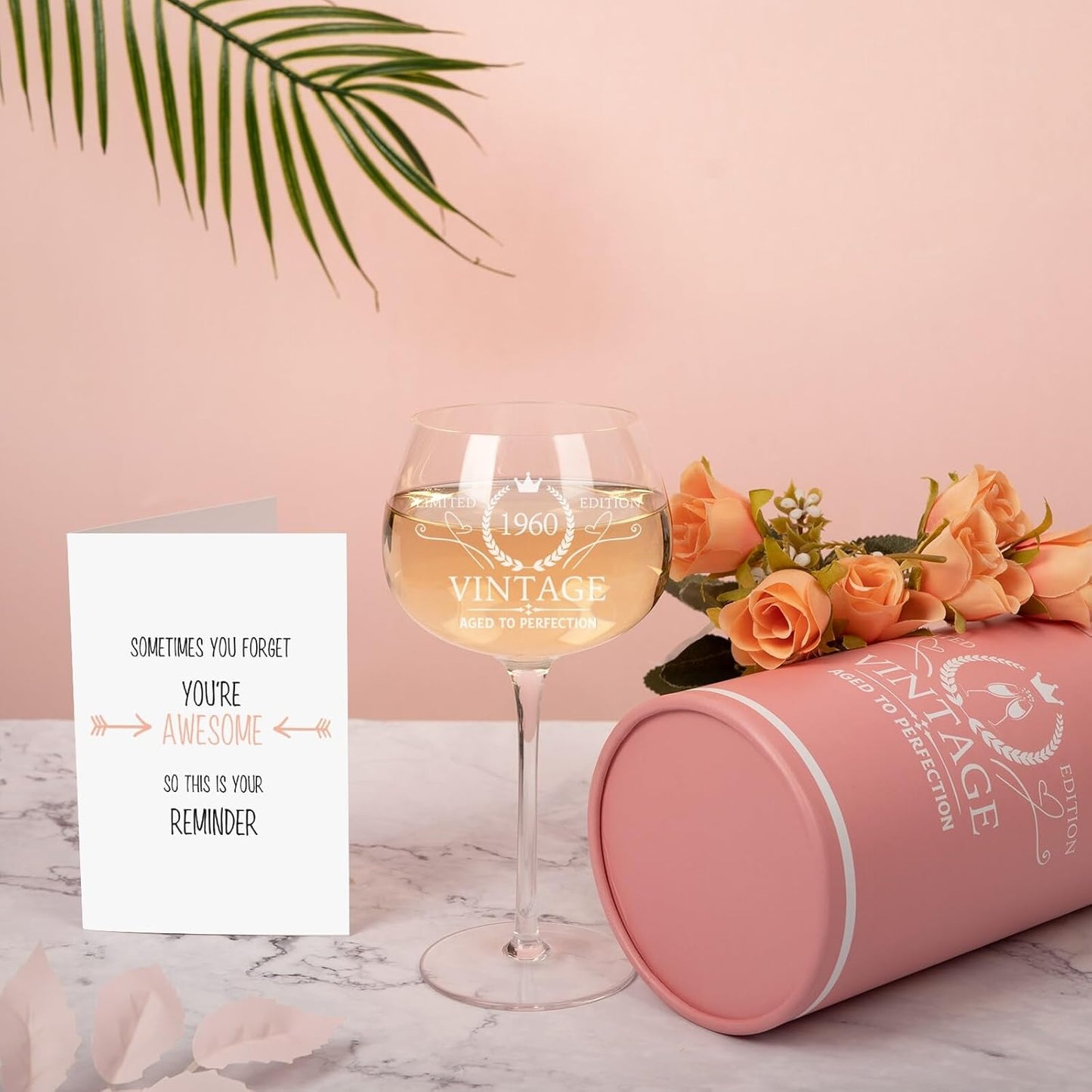 65th Birthday Gifts for Women, Best Gifts for 65 Year Old Woman, Vintage 1960 Engraved 65th Wine Glass, Unique 65 Year Old Birthday Decorations for Women, Turning 65 Presents