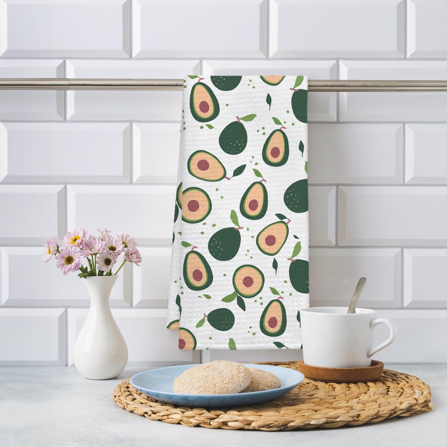 Avocado Decor Kitchen Towel, Avocado Hand Towel Dish Towel for Kitchen Bathroom Decor, Fruit Lover Gifts, 16x24 Inches