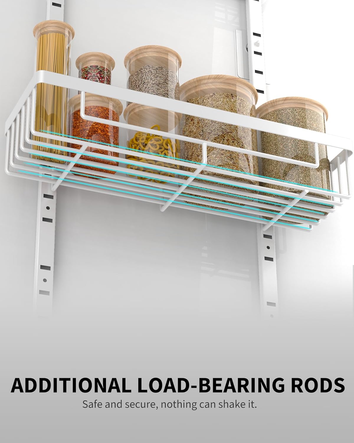 Moforoco White 9-Tier Over The Door Pantry Organizer, Pantry Organization and Storage, Black Hanging Basket Wall Spice Rack Seasoning Shelves, Home Bedroom Storage