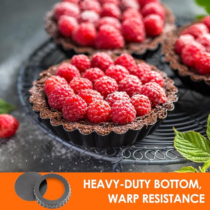 Gutsdoor Mini Tart Pan Removable Bottom 5 Inch Cheesecake Pans Tart Mold Quiche Pie Tins Non-stick Round for Baking Set of 8