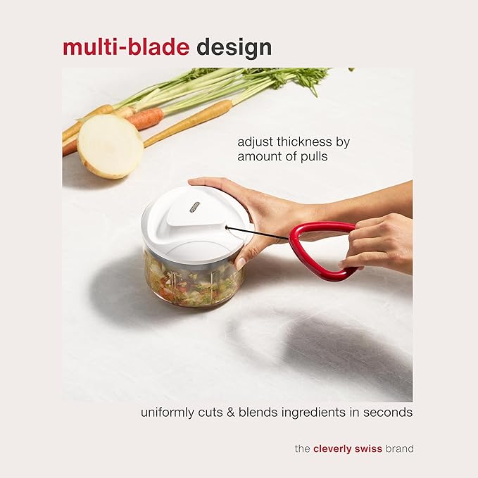 Zyliss Easy Pull Food Chopper and Manual Food Processor - Hand-Held Slicer & Dicer for Fruits & Vegetables - Easy Pull Manual Food Chopper - Cooking Gadgets & Kitchen Essentials - Easy Pull 2.0
