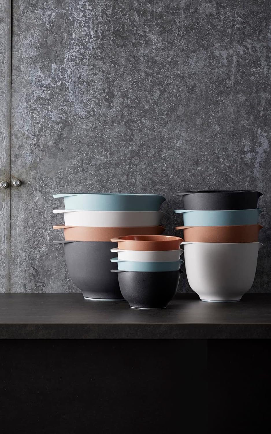 Rosti Precision Craft Mixing Bowl Set 2 Pcs Elevate Your Culinary Experience Stylish Nesting Bowls for Effortless Cooking and Baking- (Pebble Black)