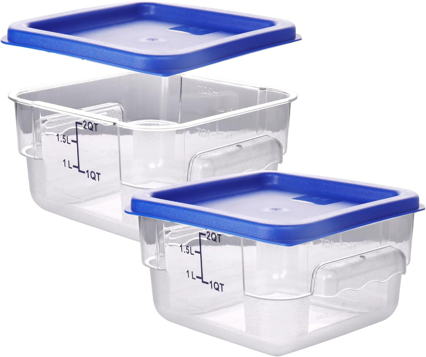 2 Pack RED Square Food Storage Container With Lid,2-12 Quart Commercial Storage Box With Scale & Handle,Cake Making,Dough Marinating Meat,Kitchen Supplies (2 Quart)