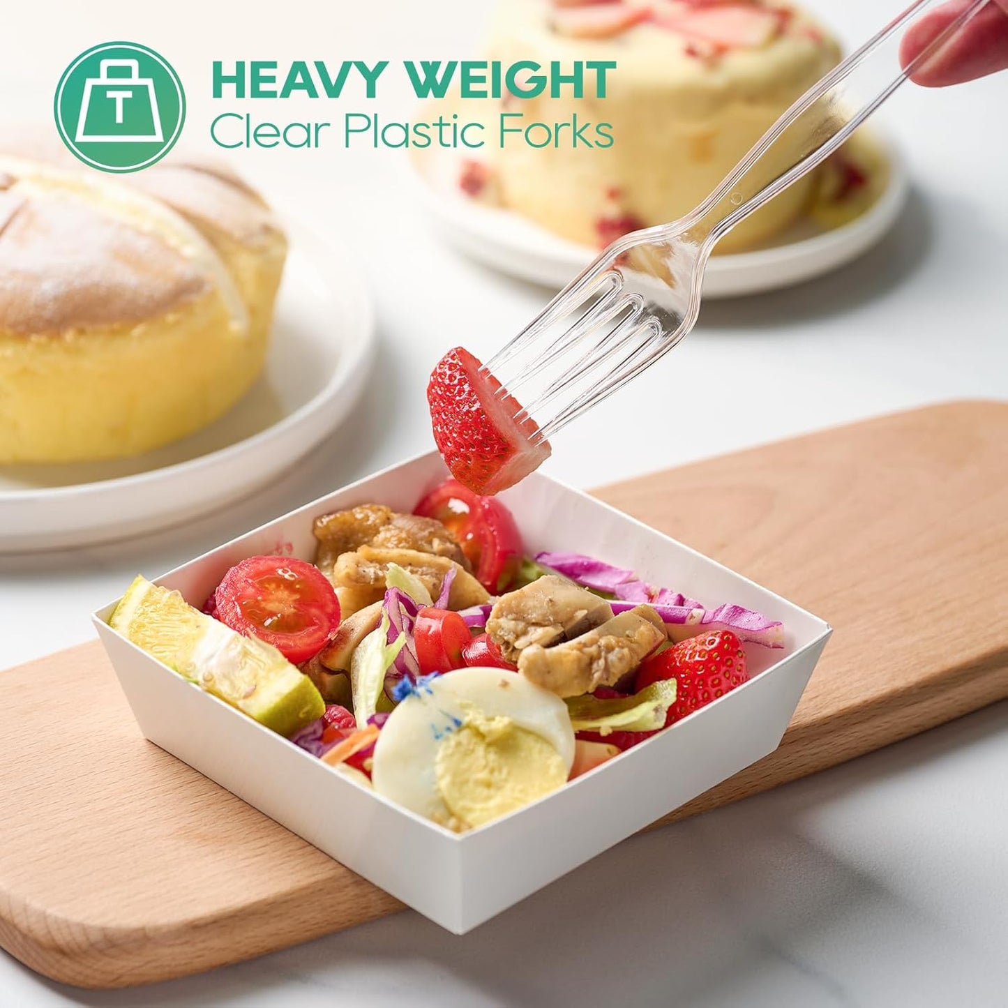 FOCUSLINE 360 Count Clear Plastic Forks Heavy Duty, Solid and Durable Premium Disposable Forks Bulk, Suitable for Catering, Parties, Events and Everyday Use