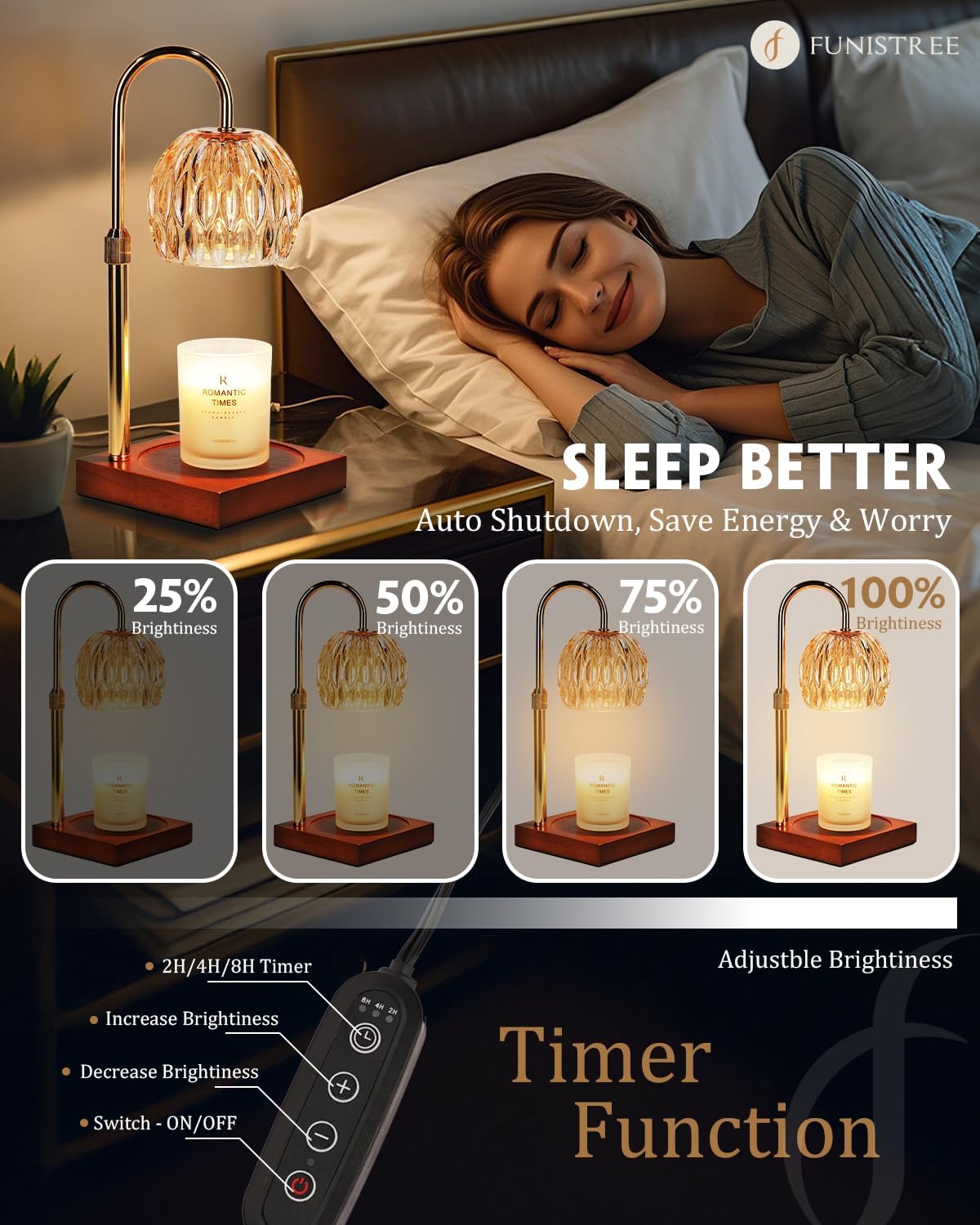 Candle Warmer Lamp, Wax Melter Warmer with Adjustable Height & Timer, Birthday Gifts for Women Mom, Christmas Gifts, House Warming New Home Office Decor for Jar Candles