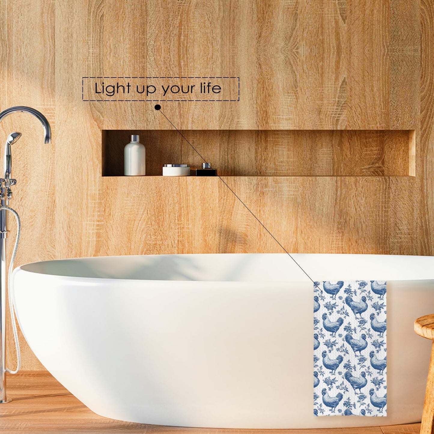 Chinoiserie Chicken Kitchen Towels, Chicken Lover Mom Lady Gifts Decorative Dish Tea Towels for Kitchen, Rustic Farm Animal Hens Hand Towels for Bathroom, 16x24 Inches