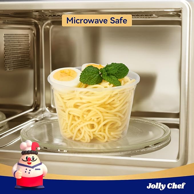 JOLLY CHEF Deli Food Storage Containers with Lids 16 OZ 48 Set, Slime, Soup, Meal Prep Containers, BPA Free,Microwavable, Freezer Safe,Takeout Meal Prep Storage