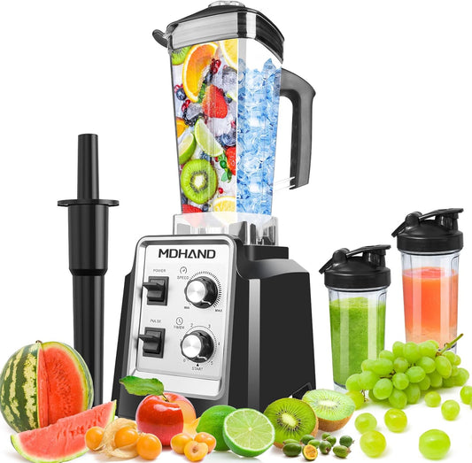 MDHAND 1400W Professional Blender for Kitchen, Smoothie Blender with 68 Oz Pitcher & Two 18-Oz Cups, Compact Countertop Blenders for Smoothies, Frozen Drinks, Ice Crushing