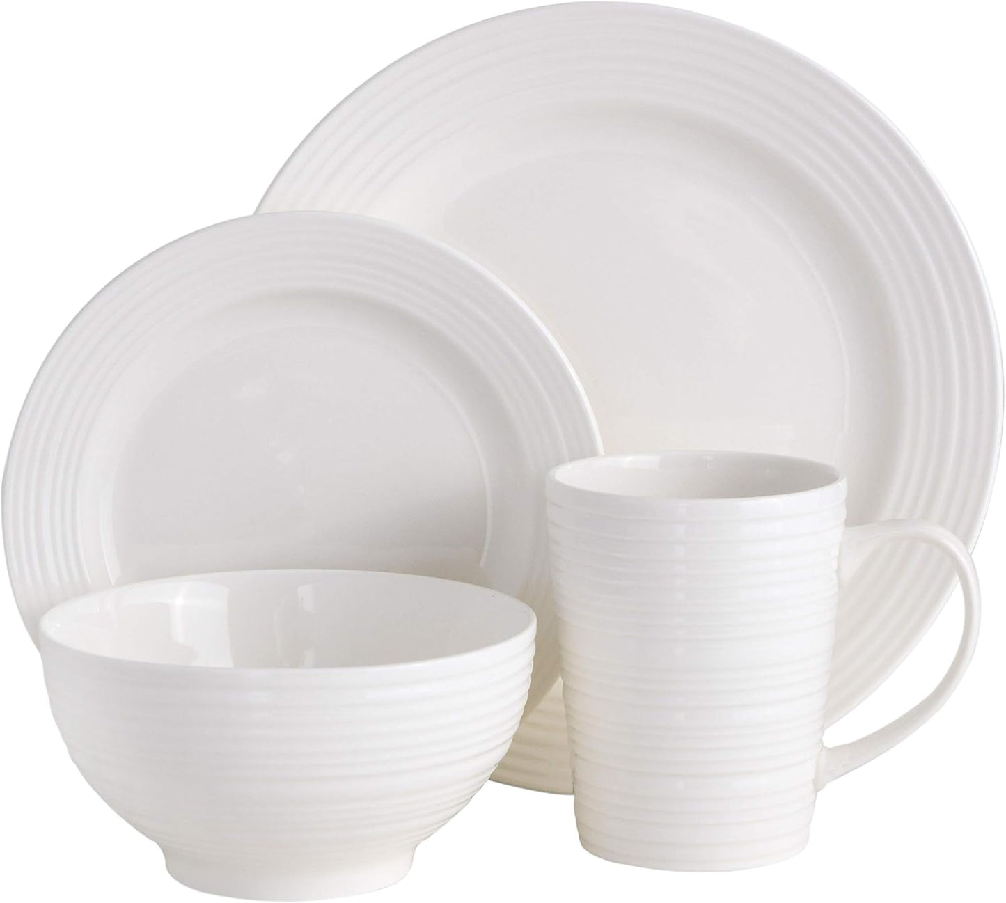 Gibson - 102504.16RM Gibson Home Amelia Court 16 Piece Dinnerware Set, White