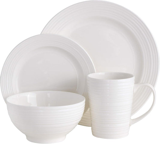 Gibson - 102504.16RM Gibson Home Amelia Court 16 Piece Dinnerware Set, White