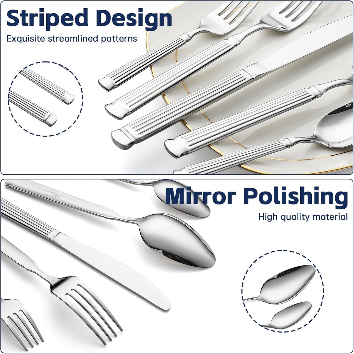 40-Piece Silverware Set Stainless Steel Flatware Set for 8,Include Knives Forks and Spoons Cutlery Set for Home Kitchen Housewarming