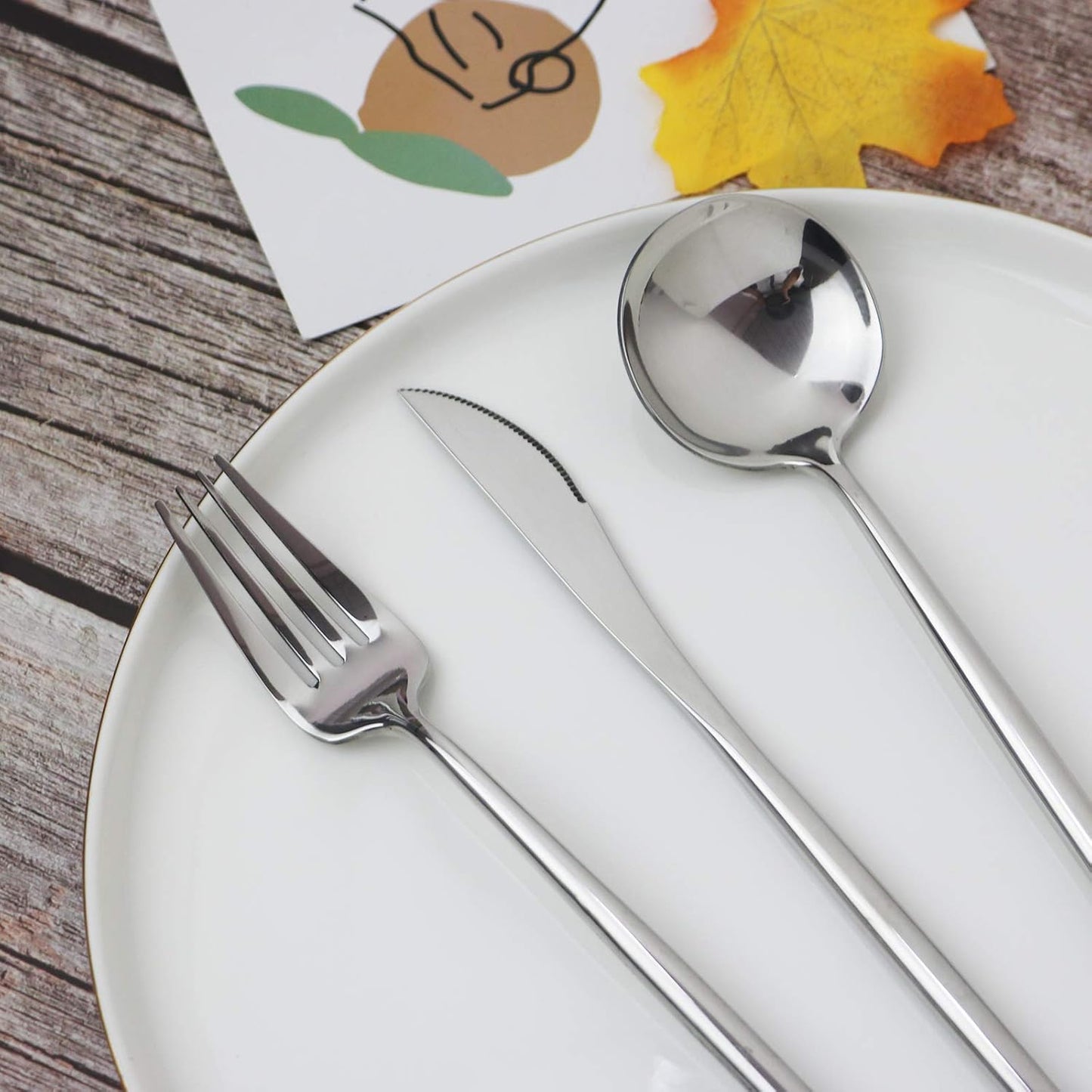 JASHII 20 Pieces Flatware Set, 18/10 Stainless Steel Utensils, Service for 4, Heavy Duty Silverware Gift, Dishwasher Safe, Mirror Polished Dinner Knife, Fork, Spoon for Restaurant (Silver)