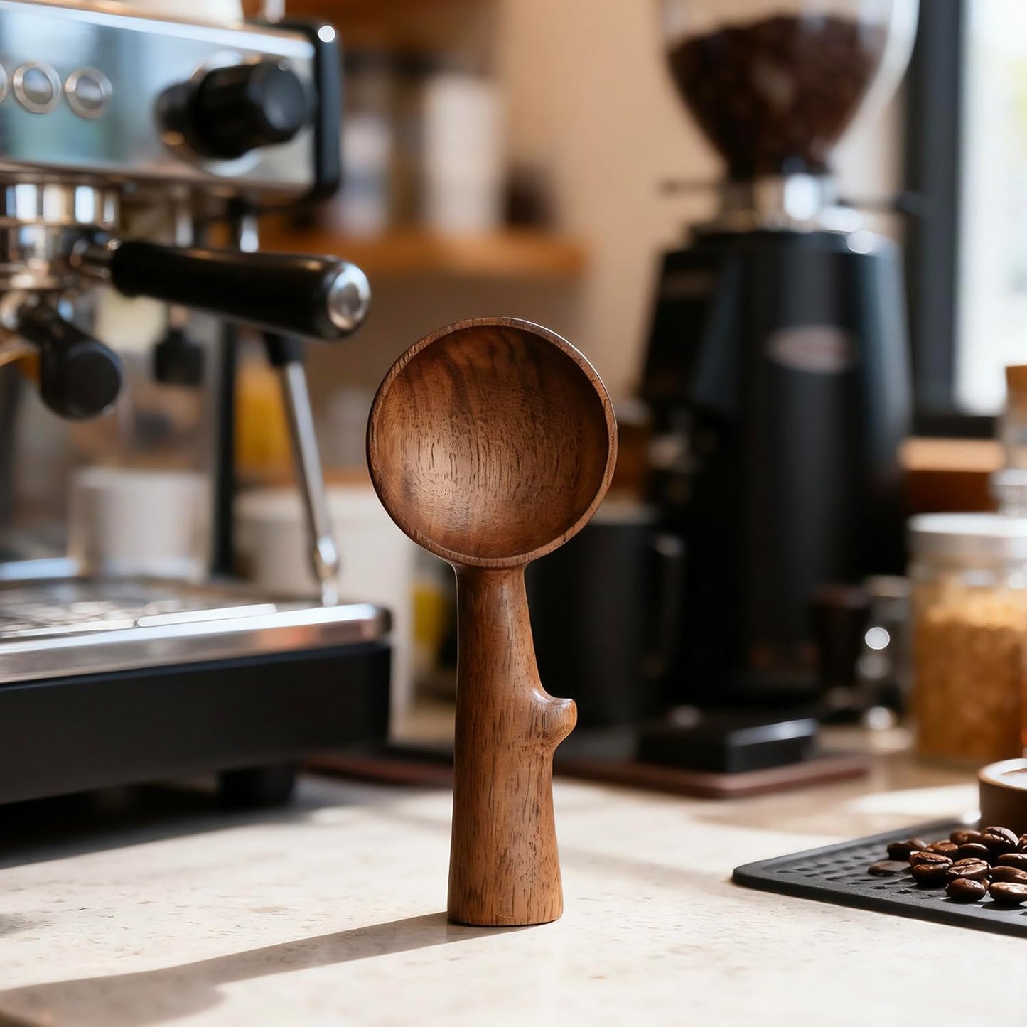 Walnut Coffee Scoop,Wooden Coffee Bean Measuring Spoon,5g Capacity,Natural Wood Coffee Scoop for Tea,Sugar & Powder,Rustic Kitchen Gift for Coffee Lovers