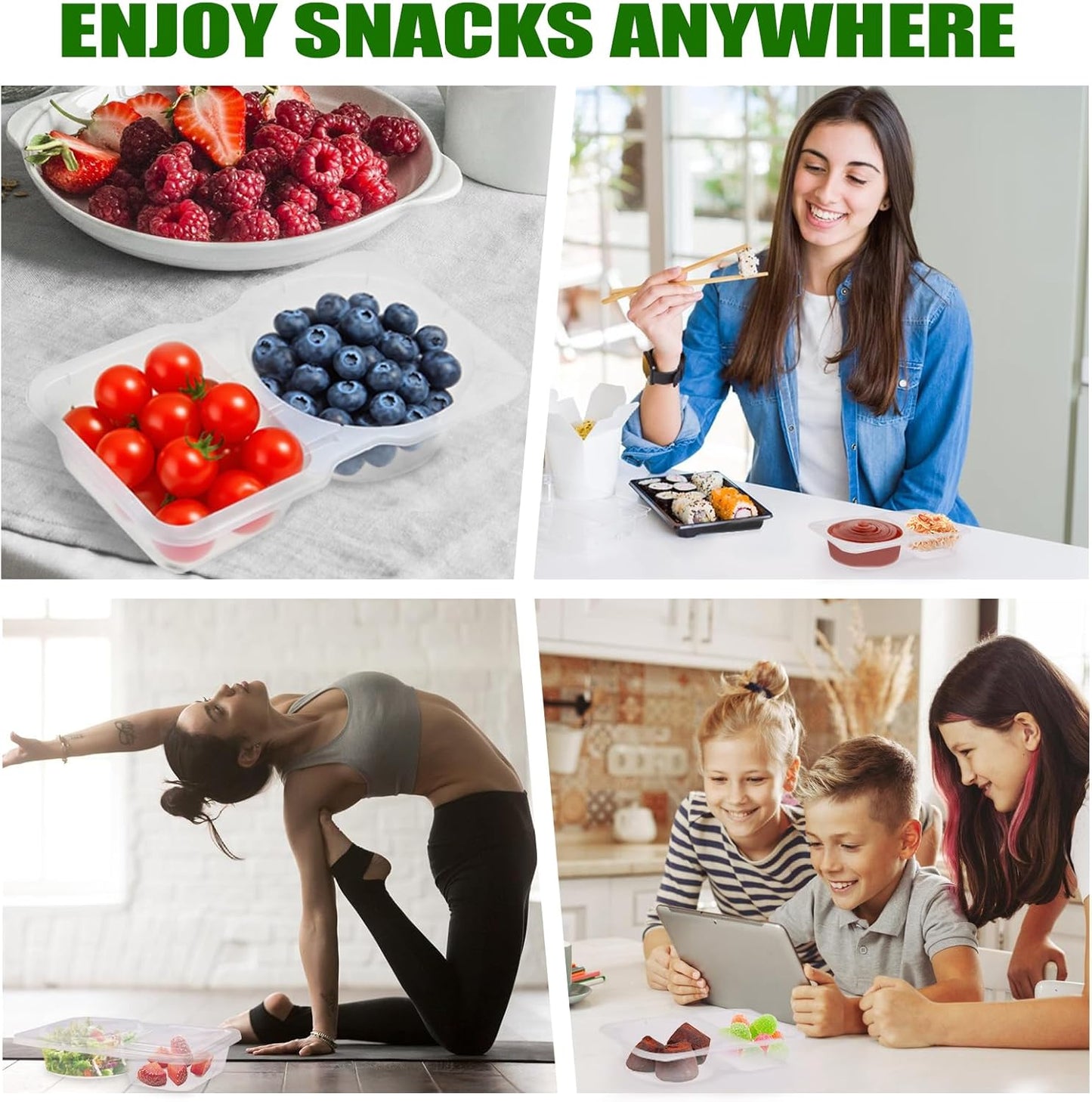 40 Sets Reusable Snack Containers with Lids for Kids Double Compartment Snack Packs Container Mini Grab and Go Prep Containers Contenedores Para Snacks