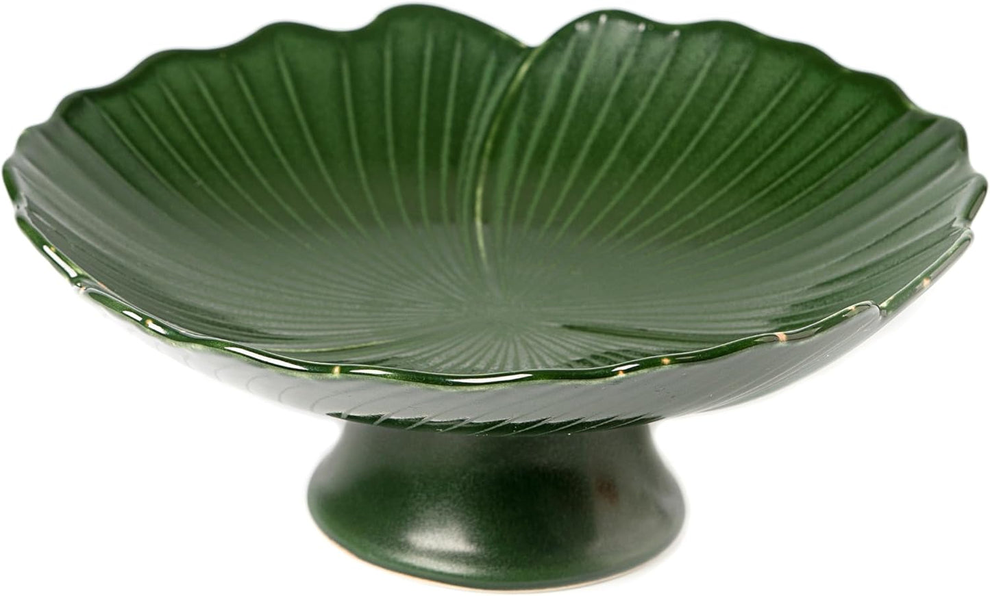 Ceramic Fruit Bowl for Kitchen Counter, Decorative bowl, Pedestal bowl, Footed bowl, Modern fruit bowl, Large fruit bowl, Decorative bowls for home décor, Green fruit bowl, 8.5 ""