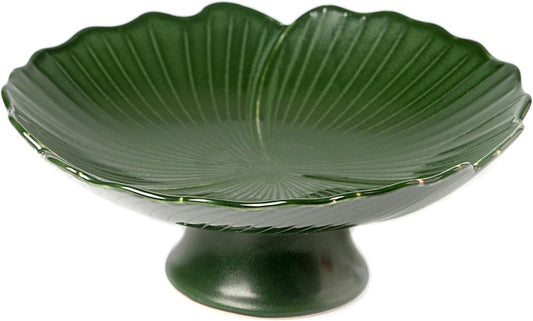 Ceramic Fruit Bowl for Kitchen Counter, Decorative bowl, Pedestal bowl, Footed bowl, Modern fruit bowl, Large fruit bowl, Decorative bowls for home décor, Green fruit bowl, 8.5 ""