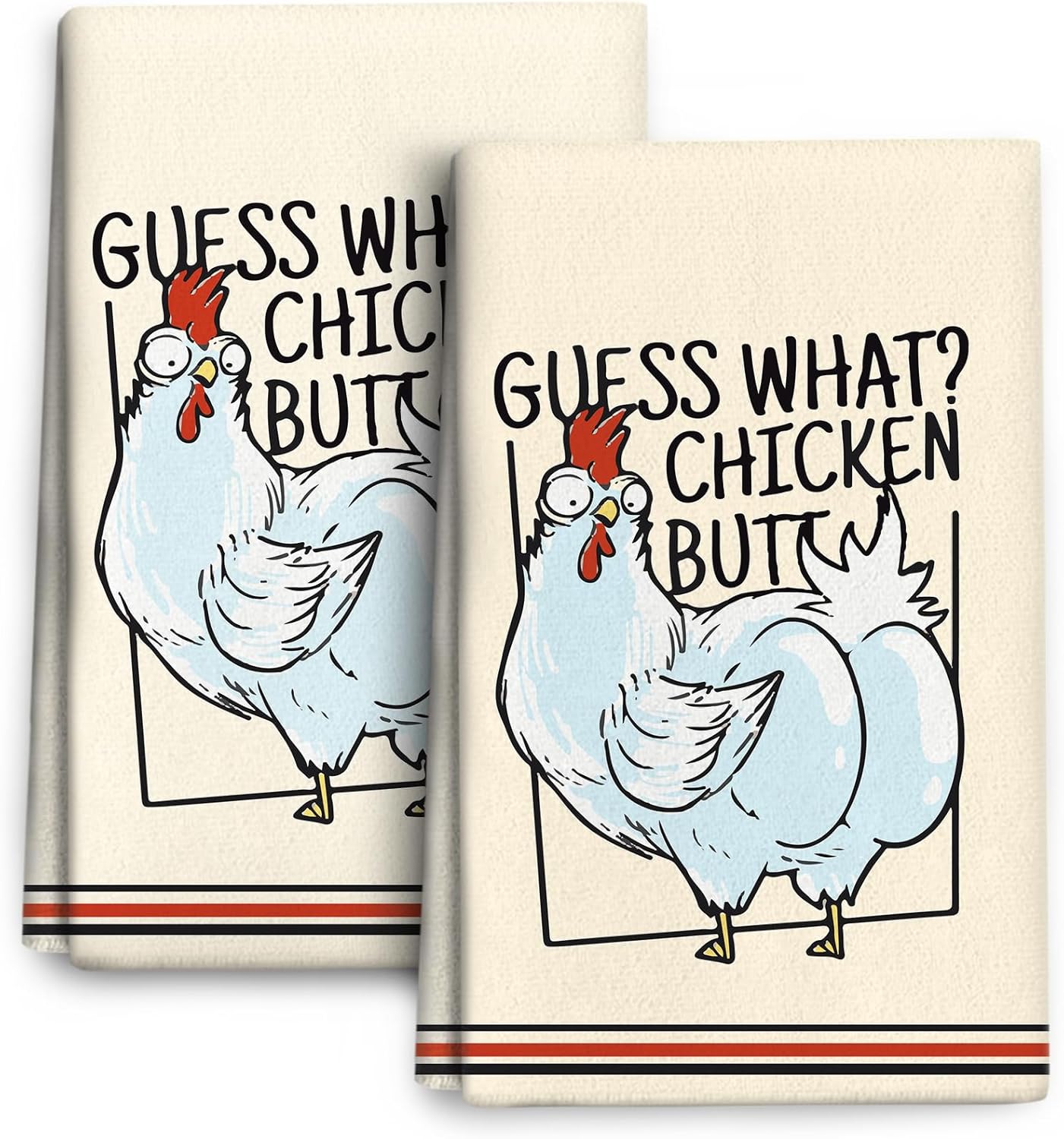 Cukemip Funny Chicken Kitchen Towels Decorative Set, Funny Dish Towels Tea Towels Set of 2, Absorbent Farmhouse Hand Towels for Kitchen Drying, Housewarming Gifts for Chicken Lovers