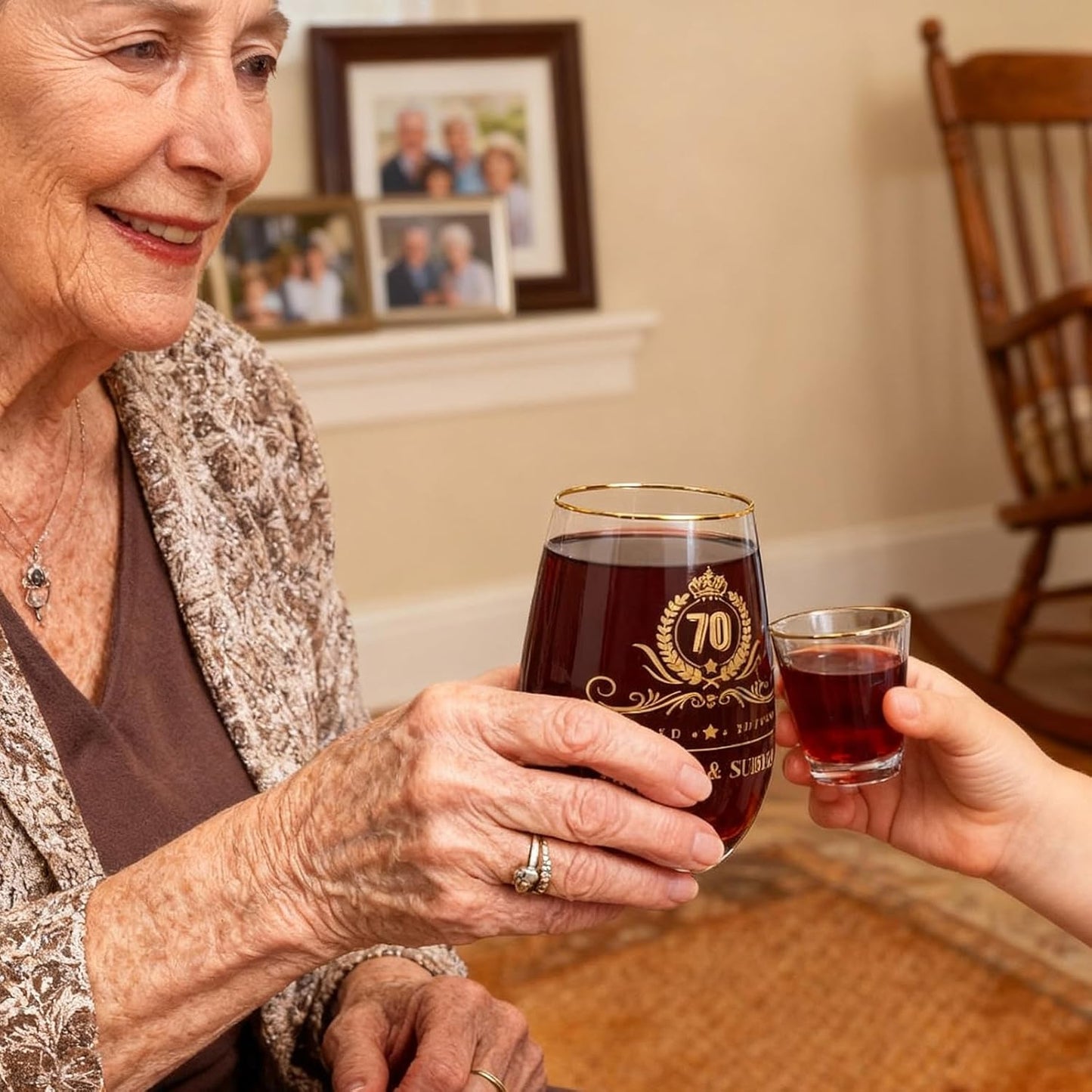 70th Birthday Gifts for Women - Gold Accent Stemless Wine Glass with Premium Gift Box and Blank Card, Meaningful 70 Year Old Gifts for Grandma, Mom, Matriarch (Seventy & Sublime)